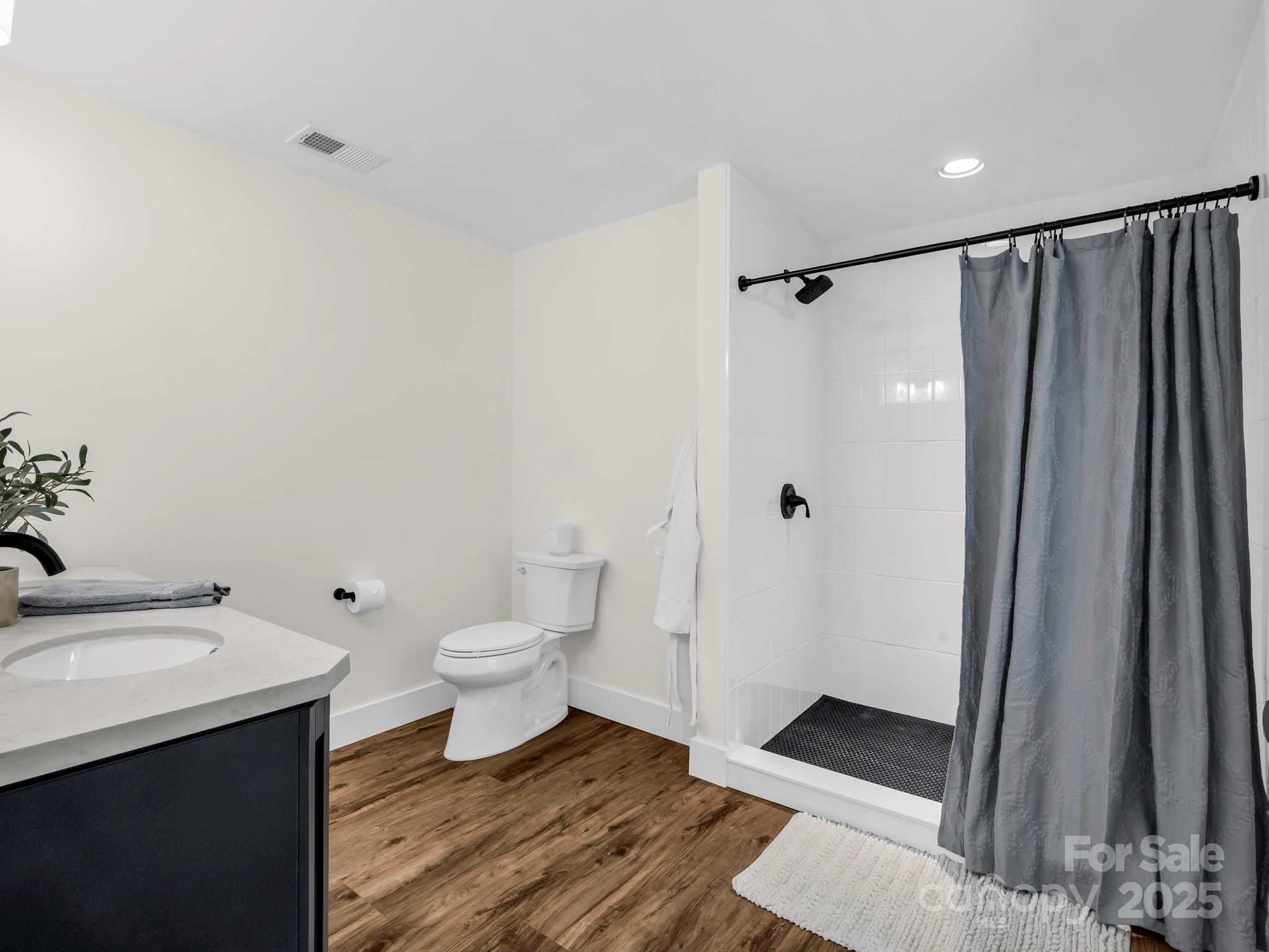 5990 South Nc 9 Highway Tryon, NC 28782 - Photo 23 of 42 a bathroom with a sink a toilet a mirror and shower