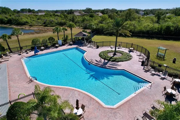 an aerial view of a house having outdoor space
