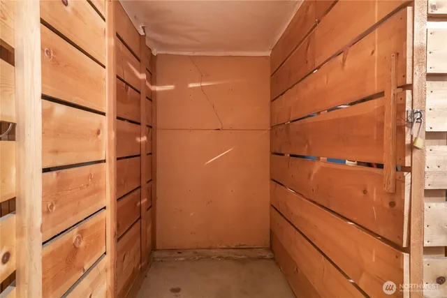 a view of a brick building next to a building