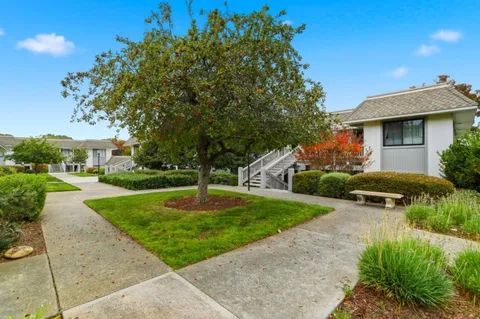 a view of a swimming pool with an outdoor space