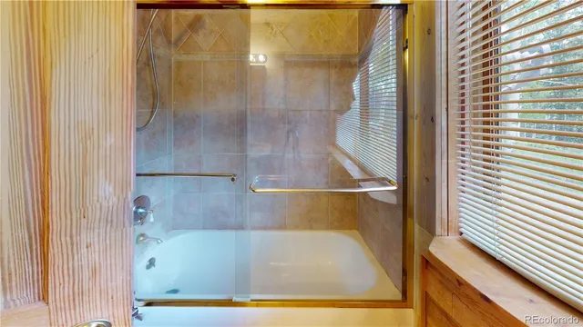 a bathroom with a bathtub