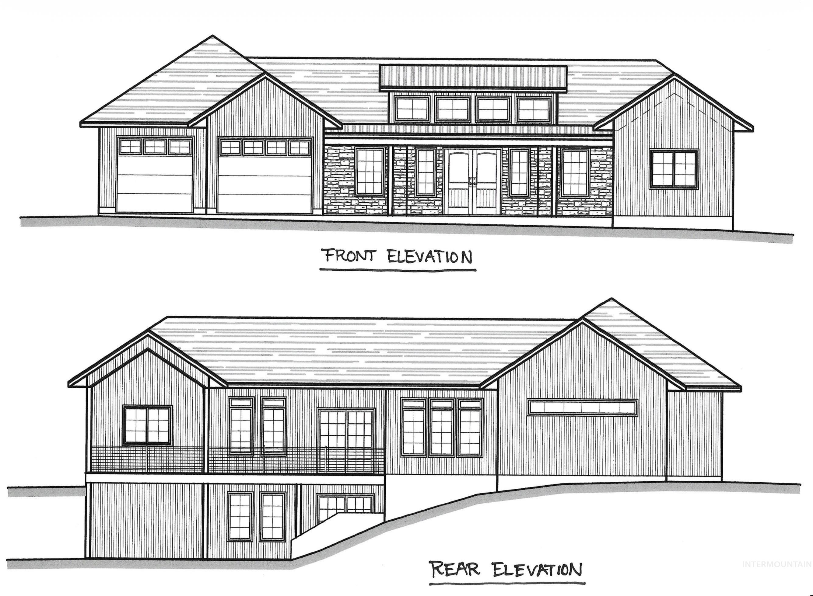 1790 Appaloosa Road Moscow, ID 83843 - Photo 3 of 5 Architectural Plans. Presenting the front and rear elevations of the property