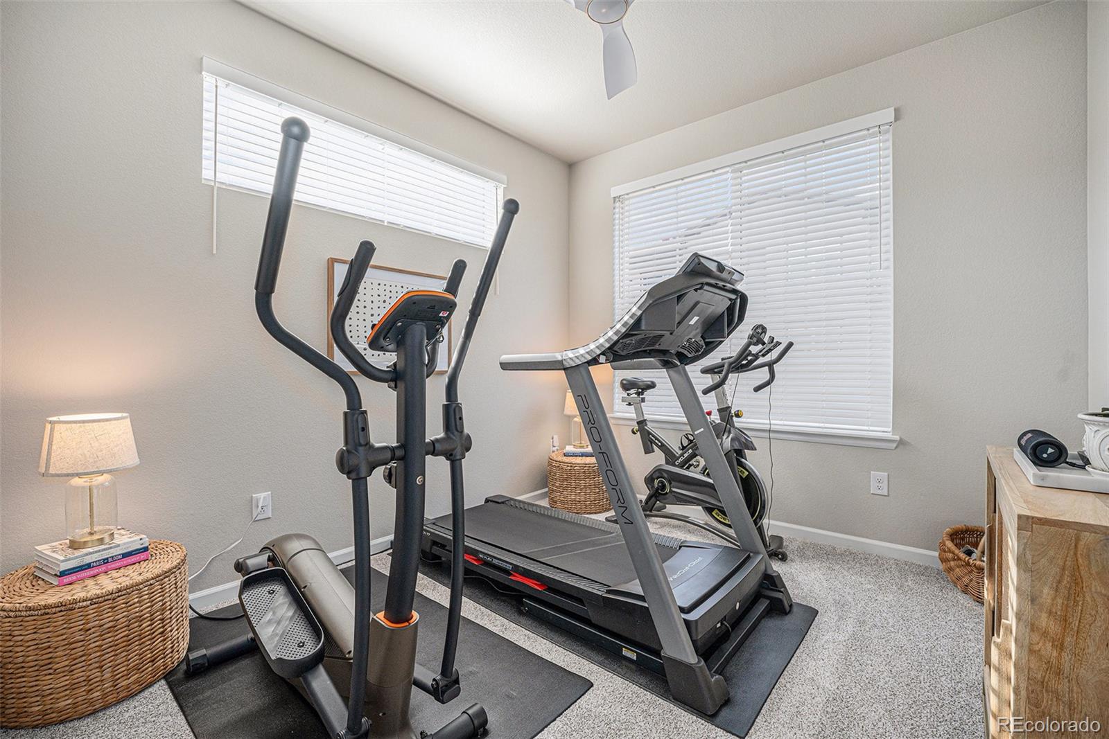 8430 Donati Terrace, Unit A Highlands Ranch, CO 80129 - Photo 18 of 26 a room with gym equipment and a mirror