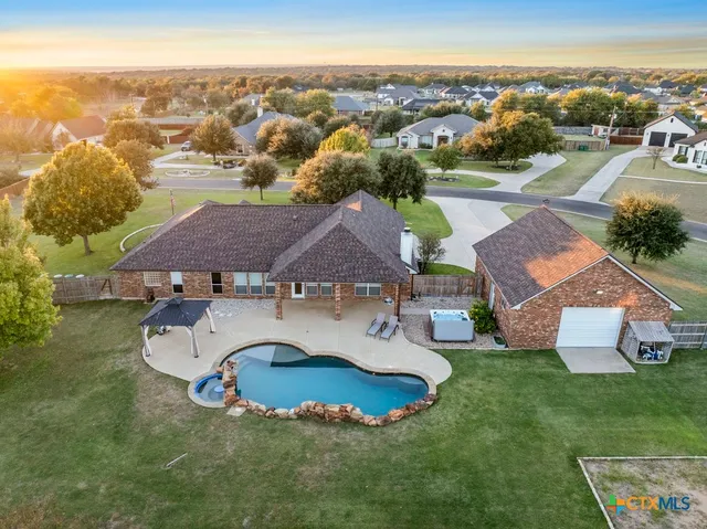 an aerial view of a house