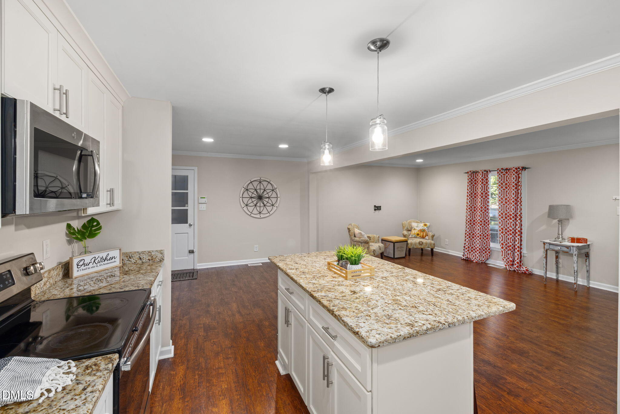415 Bashford Road Raleigh, NC 27606 - Photo 15 of 33 a living room with granite countertop furniture and wooden floor