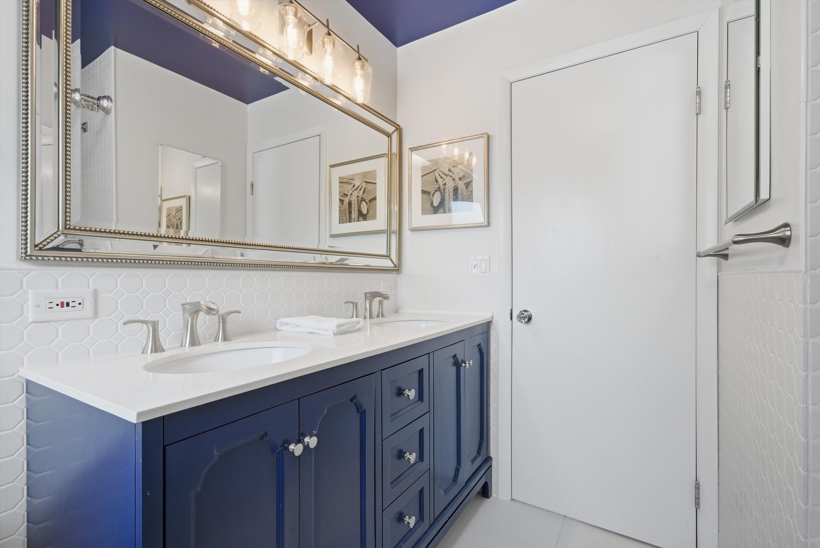 320 West Russell Street Barrington, IL 60010 - Photo 35 of 43 a bathroom with a double vanity sink and a mirror