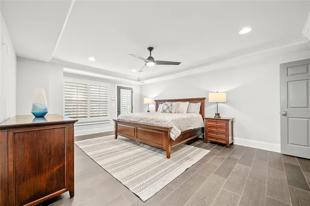 a view of a lake with mountains in the background