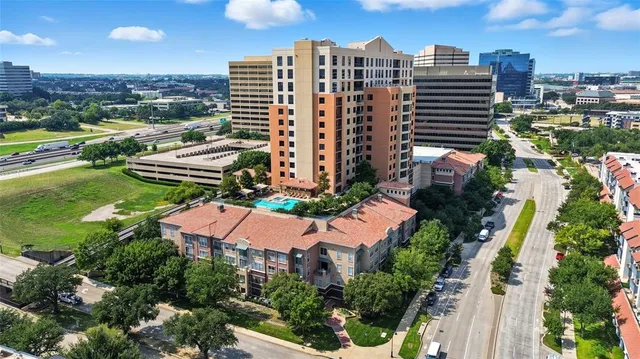 an aerial view of city lake and city view