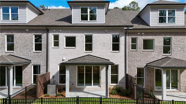 a front view of residential houses