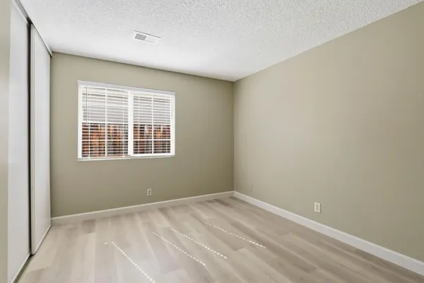 a view of a room with a window