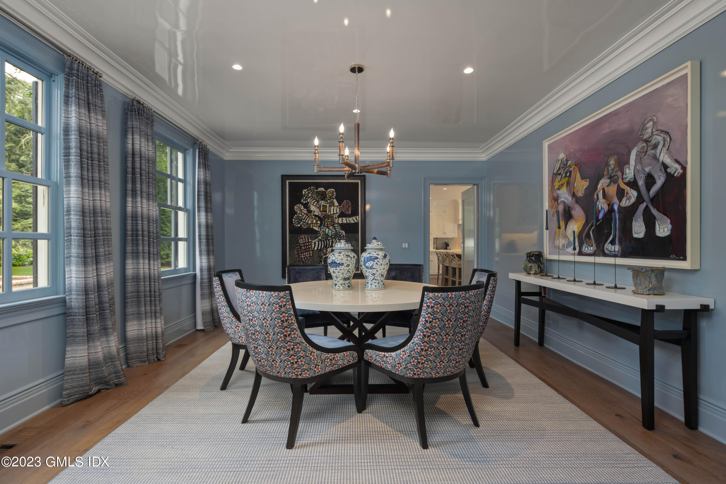 80 Round Hill Road Greenwich, CT 06831 - Photo 11 of 57 a view of a dining room with furniture window and wooden floor