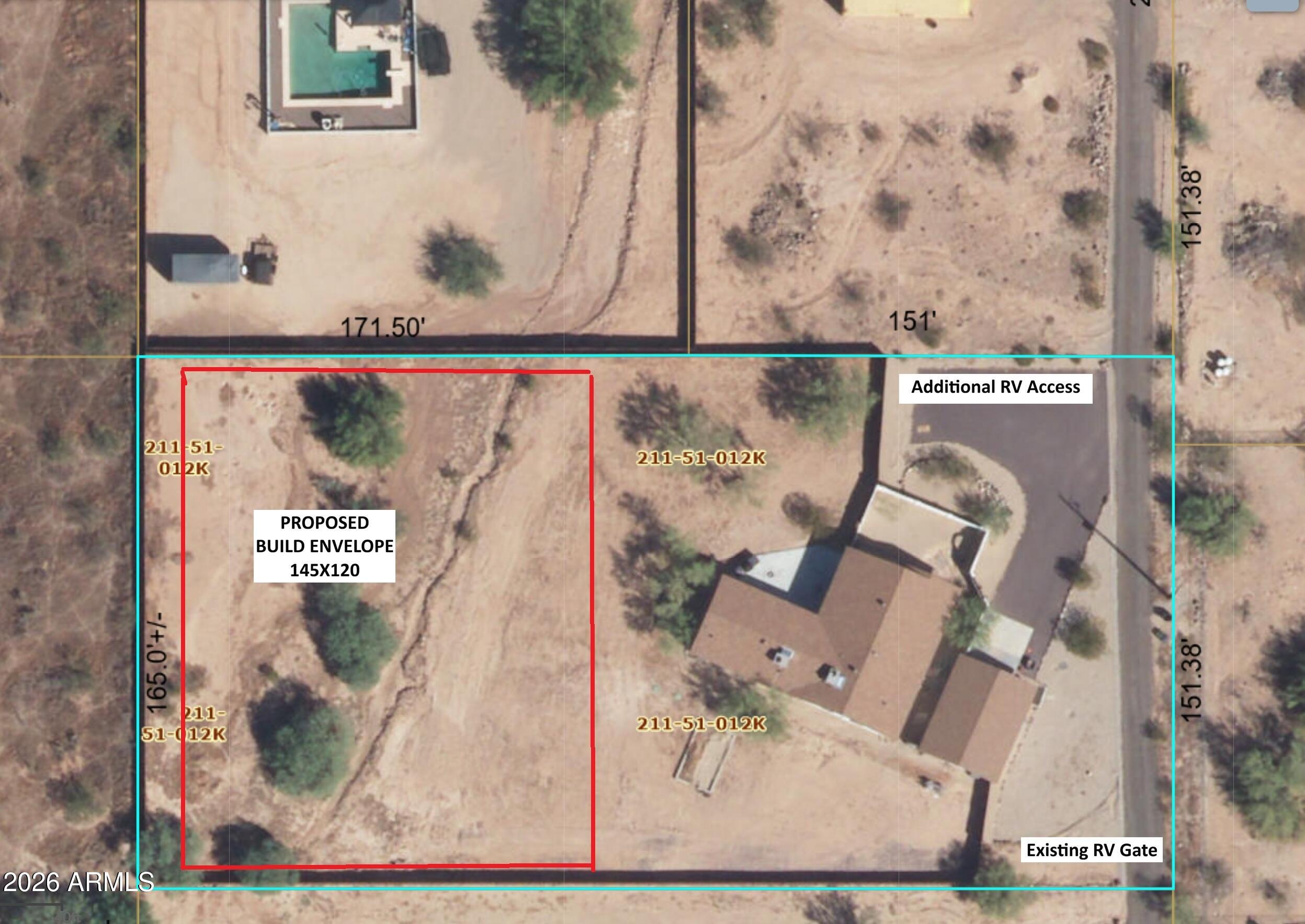 1807 West Joy Ranch Road Phoenix, AZ 85086 - Photo 50 of 50 Aerial proposed buiild envelope 145x120