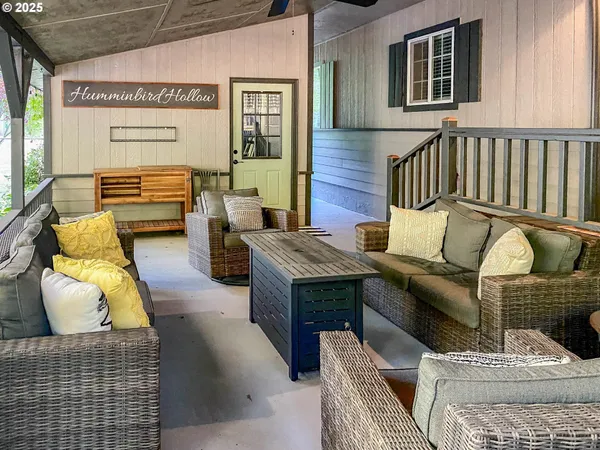 a living room with furniture