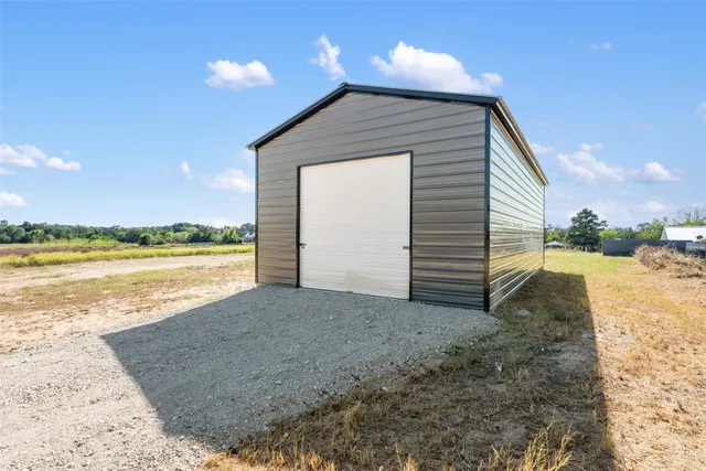 a view of a lake with a patio