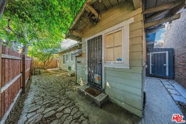 a view of a pathway with a door