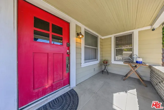 a view of a red door of the house