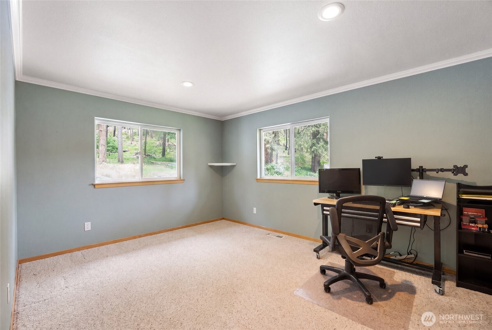 11125 Entiat River Road Entiat, WA 98822 - Photo 32 of 40 a view of a workspace with furniture and a window