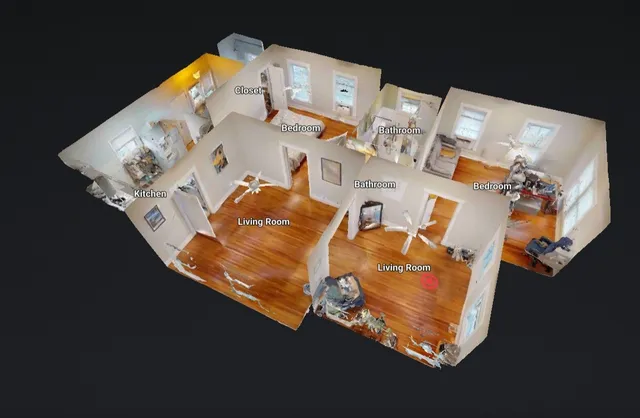 an aerial view of a house