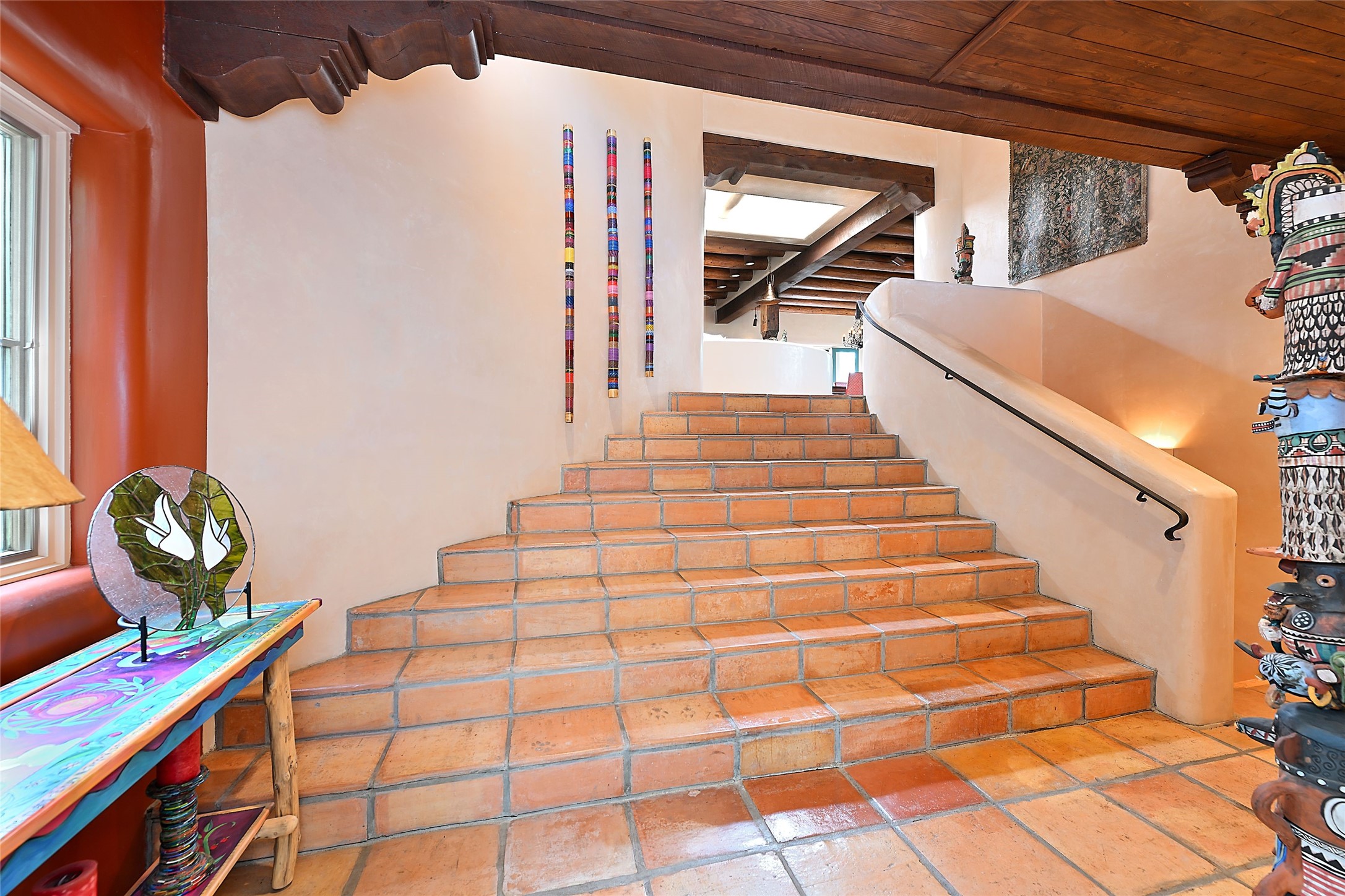 1275 Canyon Road Santa Fe, NM 87501 - Photo 7 of 43 Steps Leading to the Open Concept Living/Dining/Kitchen Areas