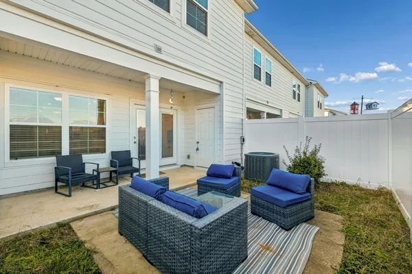 a living room with furniture