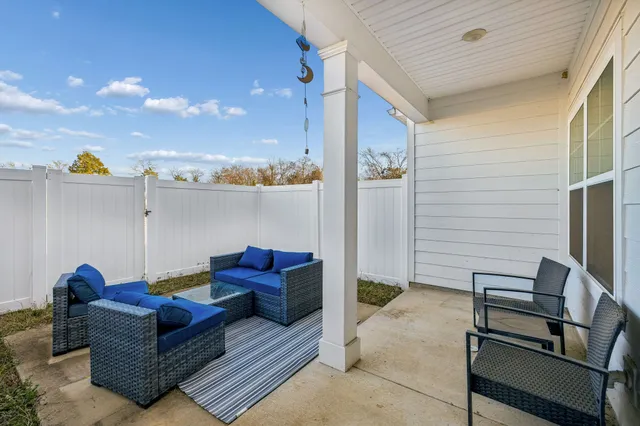 a backyard of house with garage