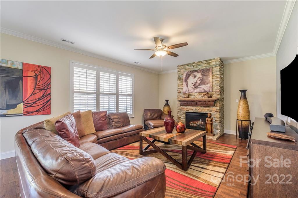 14410 Winged Teal Road Charlotte, NC 28278 - Photo 15 of 38 a living room with furniture a fireplace and a flat screen tv