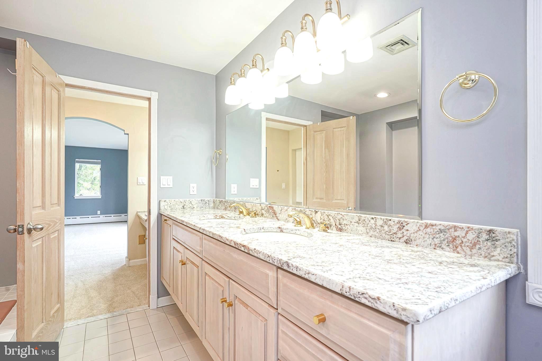 1056 Chews Landing Road Clementon, NJ 08021 - Photo 36 of 55 a bathroom with a granite countertop sink and a mirror
