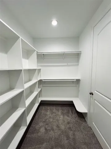 a storage room with racks