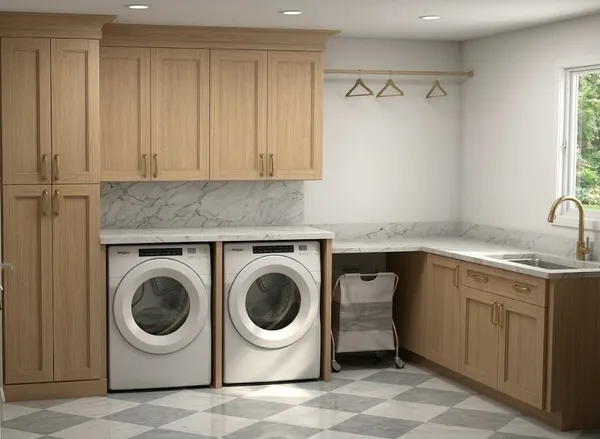 a utility room with sink dryer and washer