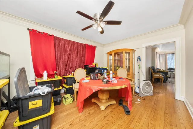 a view of a livingroom with furniture and a table