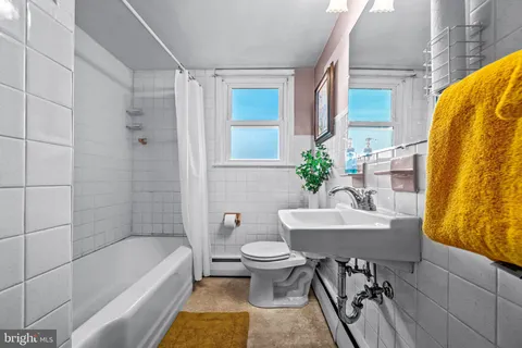 a bathroom with a bathtub