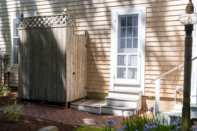 a view of a building from a balcony