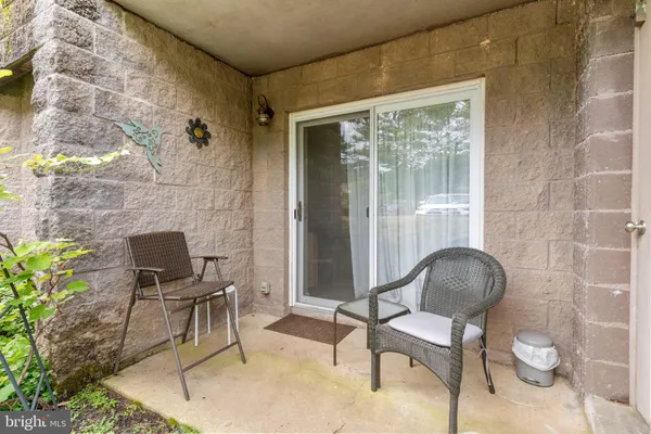 a building outdoor space with patio furniture
