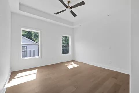 an empty room with windows