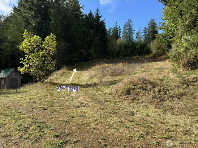 a backyard of a house with lots of green space