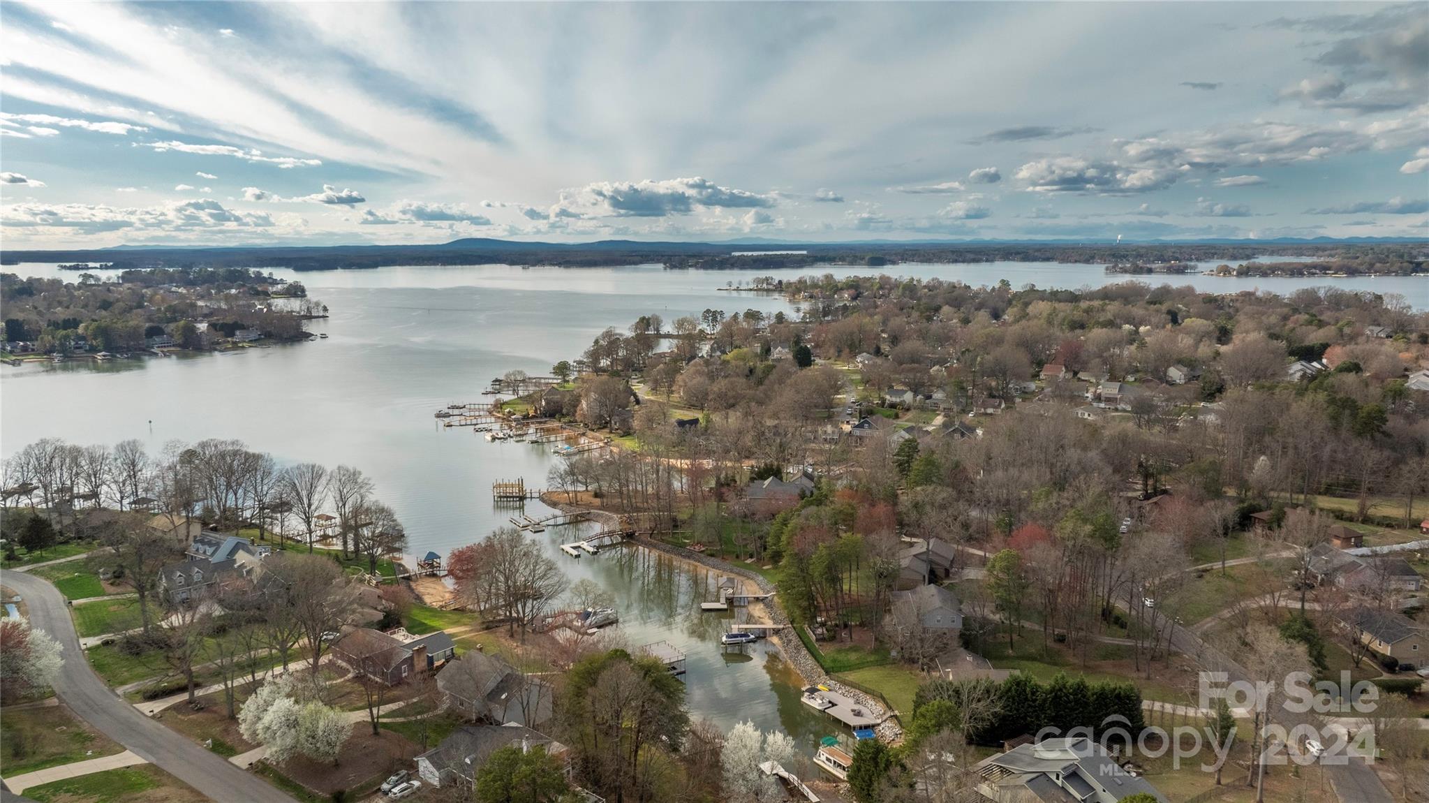 a view of a lake from a yard