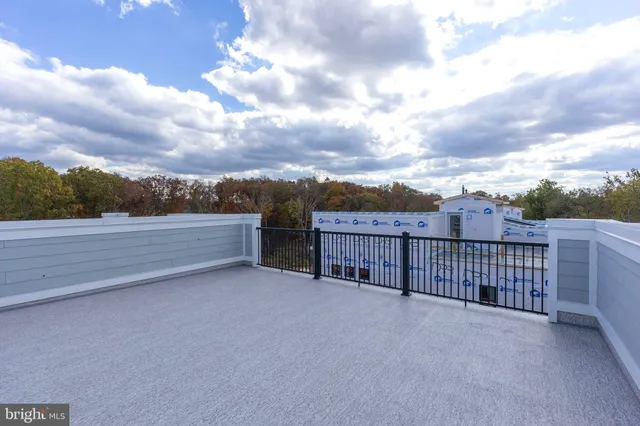 a view of a terrace with city view
