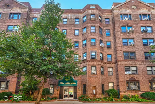 a front view of a multi story building