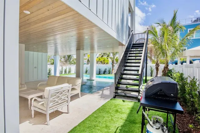 a view of a lake with a yard