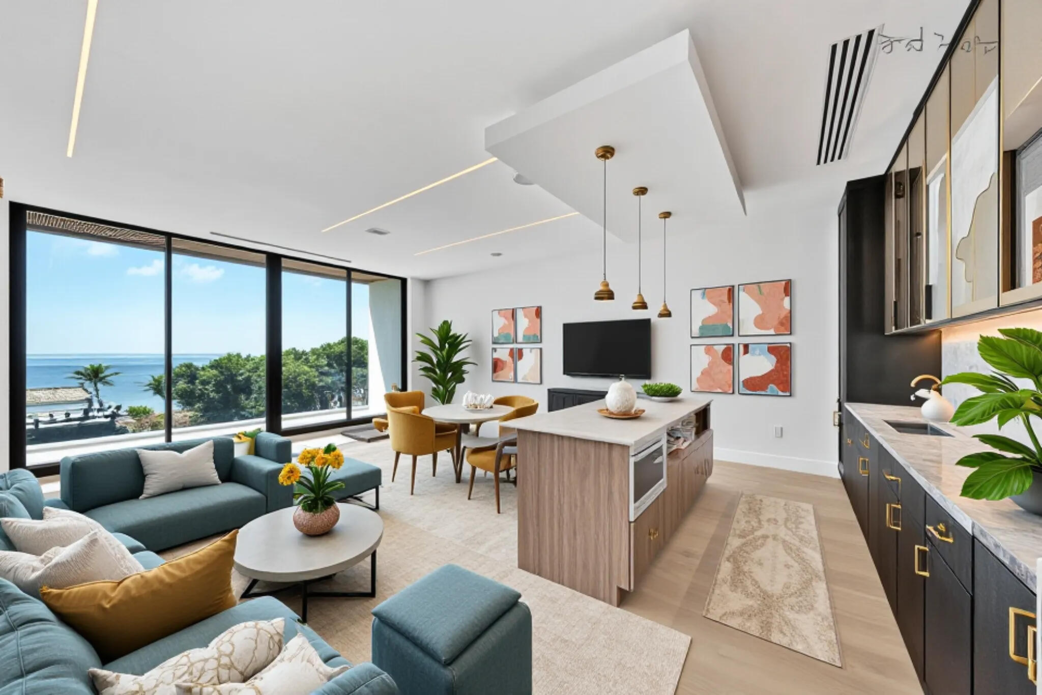 16 Seaside Avenue Key Largo, FL 33037 - Photo 66 of 140 a living room with furniture large window and a flat screen tv