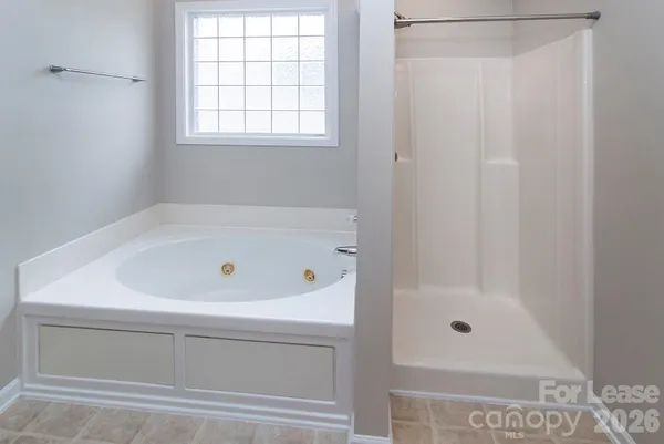 a bathroom with a bathtub