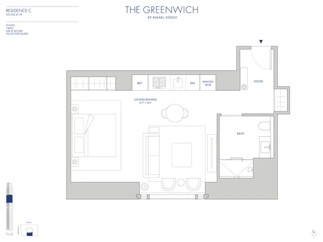 $1,495,000 | 125 Greenwich Street, Unit 73C | Financial District