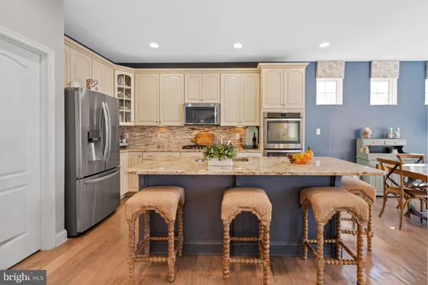 a kitchen with lots of counter top space