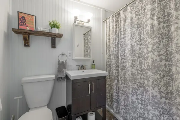 a bathroom with a toilet a sink and mirror