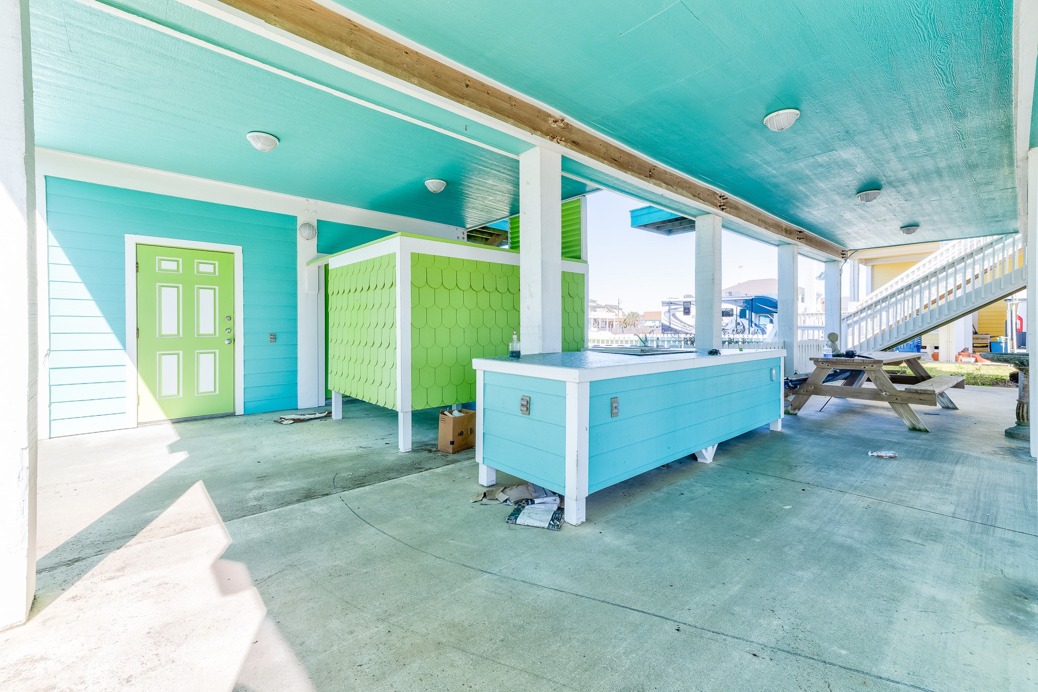 1991 Gulf Crystal Beach, TX 77650 - Photo 16 of 20 a view of an outdoor space with porch and furniture
