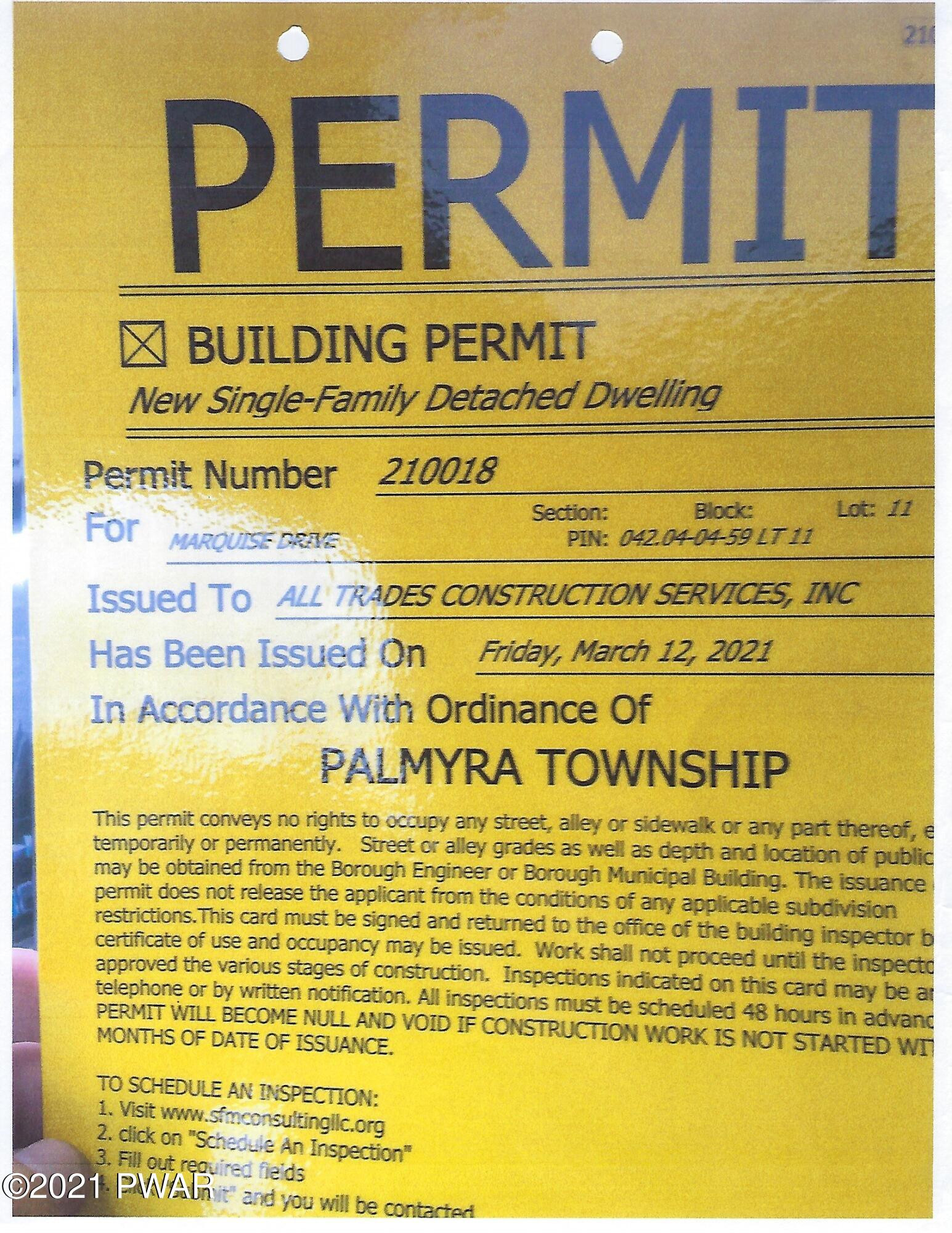 118 Marquise Road Tafton, PA 18464 - Photo 6 of 12 Posted Building Permit