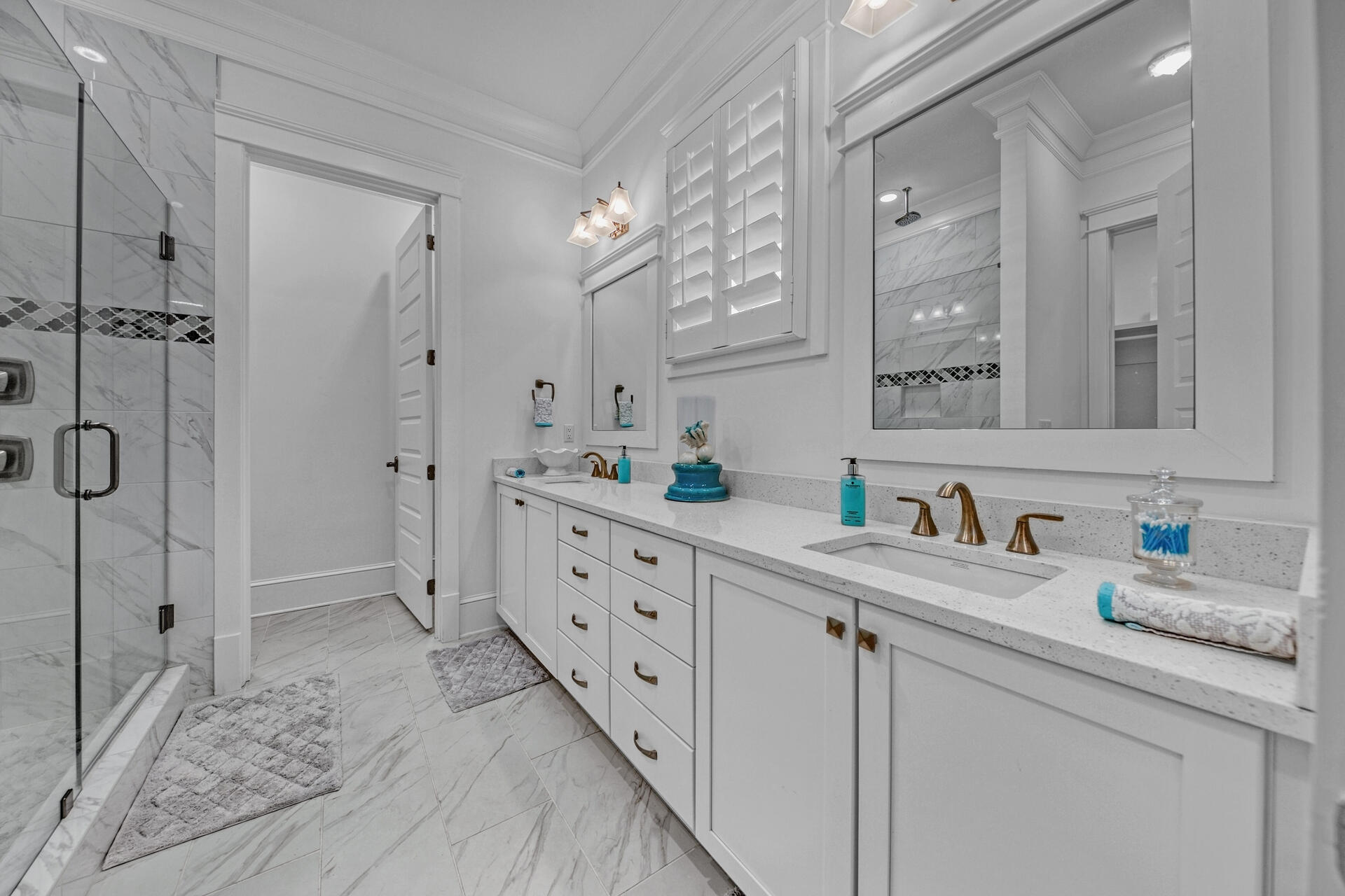 41 Clipper Street Inlet Beach, FL 32461 - Photo 21 of 48 a bathroom with double sink and a mirror