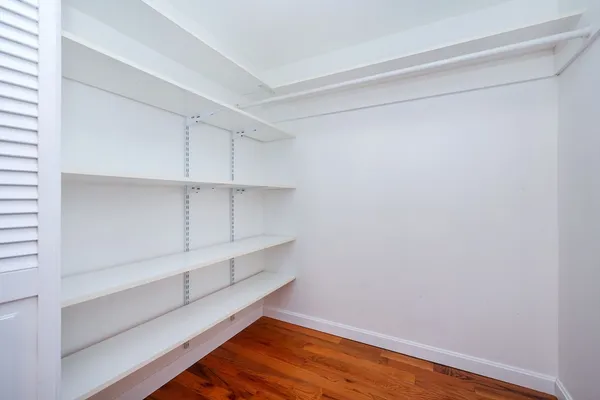 a view of small space with racks on the wall