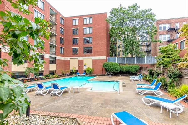 a view of a building with garden