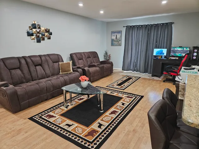 a living room with furniture